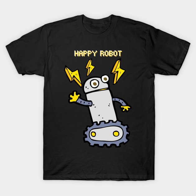 Happy Robot Design T-Shirt by greygoodz